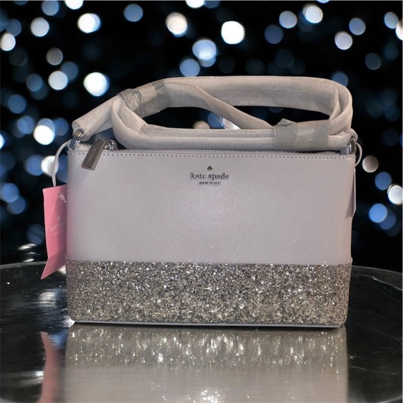 Kate Spade Silver Sparkle Crossbody Bag || Grey - Picture 2 of 15
